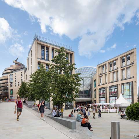 Street view of St. James' Quarter.