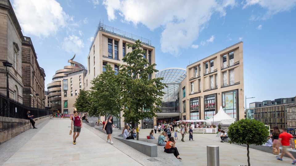 Street view of St. James' Quarter.